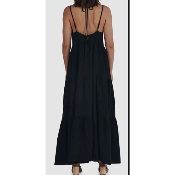 Charlie Holiday Women's Black Harlow Keyhole Cotton Maxi Dress Size US 8 - Picture 3 of 10